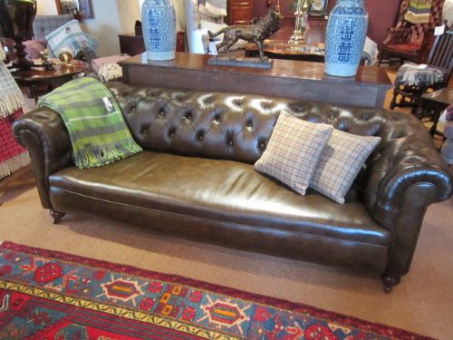 Fabulous Victorian Leather Chesterfield Settee