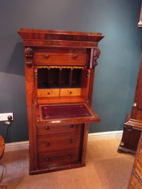 Fine Regency Rosewood Secretaire Wellington Chest