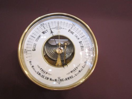 Victorian Brass Skeletonised Marine Barometer