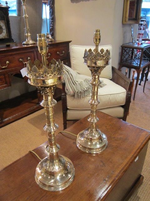 Superb Pair of Victorian Brass Church Candlesticks