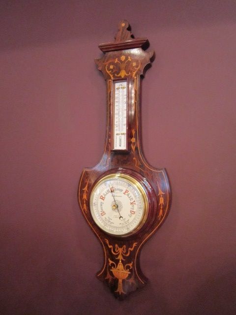 Top Quality Victorian Rosewood Inlaid Banjo Barometer
