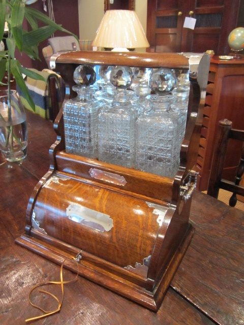 Superb Victorian Roll Topthree Bottle Tantalus