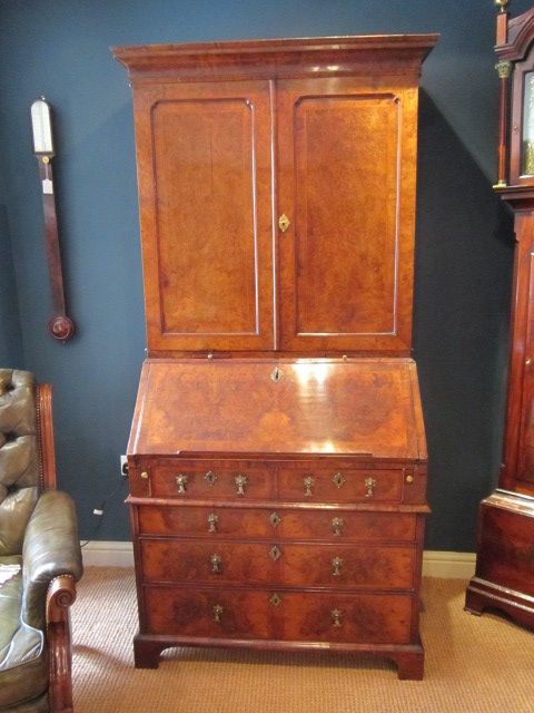 Fine William & Mary Period Walnut Bureau Bookcase