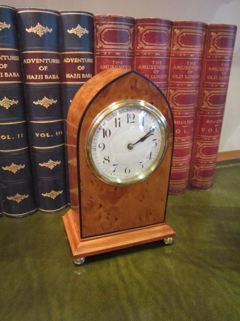 Fine Edwardian Birds Eye Maple Mantel Clock