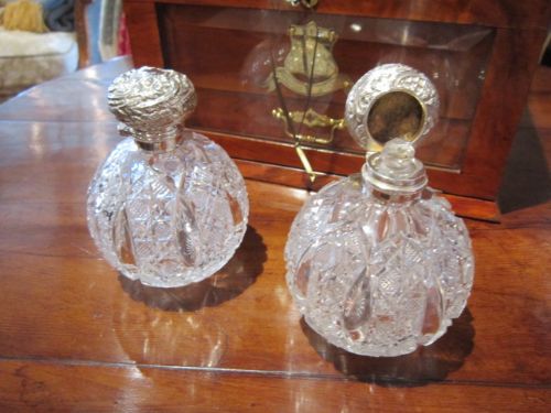 Superb Pair George V Silver Topped Scent Bottles