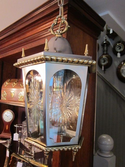 Edwardian Brass and Steel Hanging Hall Lantern