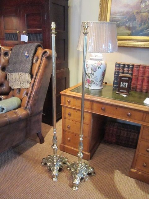 Rare Pair of Matching Edwardian Standard Lamps