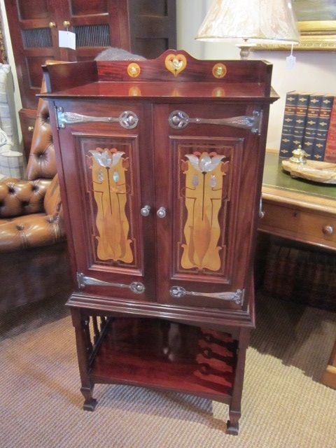 Stunning Art Nouveau Inlaid Shapland & Petter Cabinet
