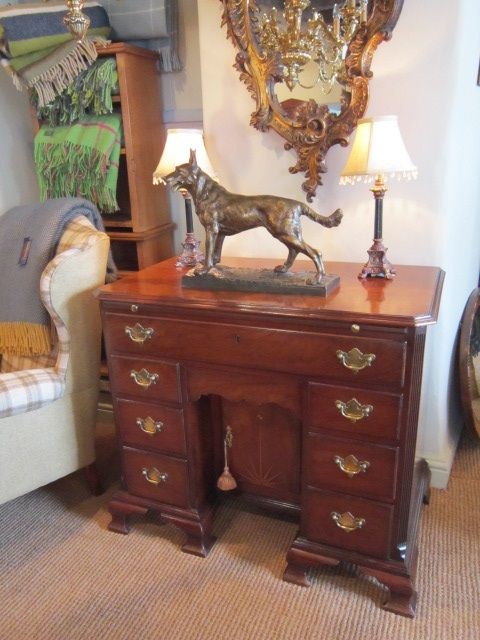 Handsome George II Starburst Inlaid Kneehole Desk