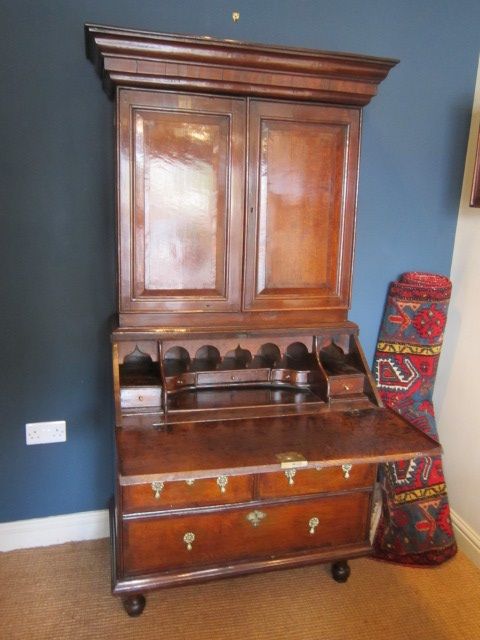 Superb Queen Anne Welsh Oak Bureau Bookcase