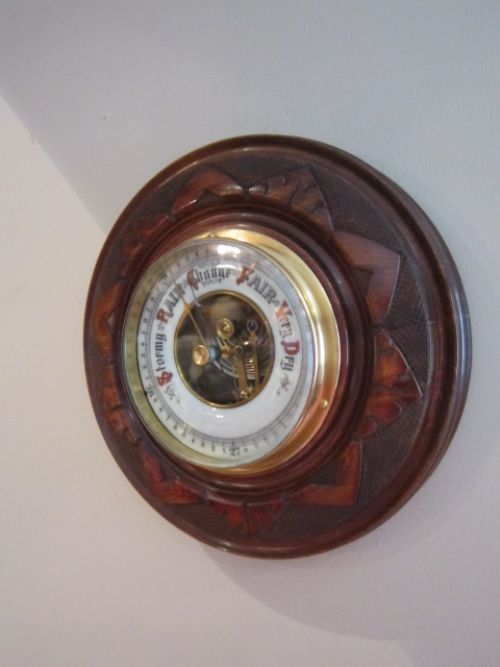Small Victorian Walnut Aneroid Barometer