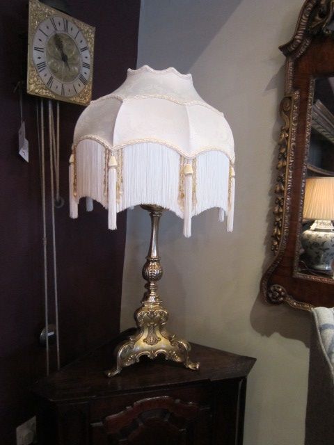 Superb Victorian Gilded Table Lamp & Shade