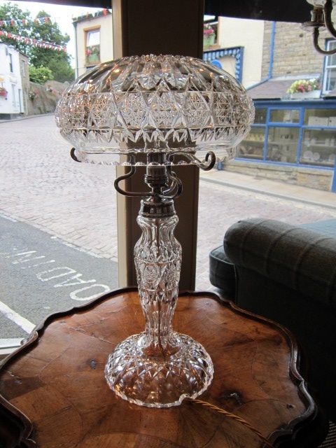 Superb Edwardian Crystal Cut Glass Table Lamp