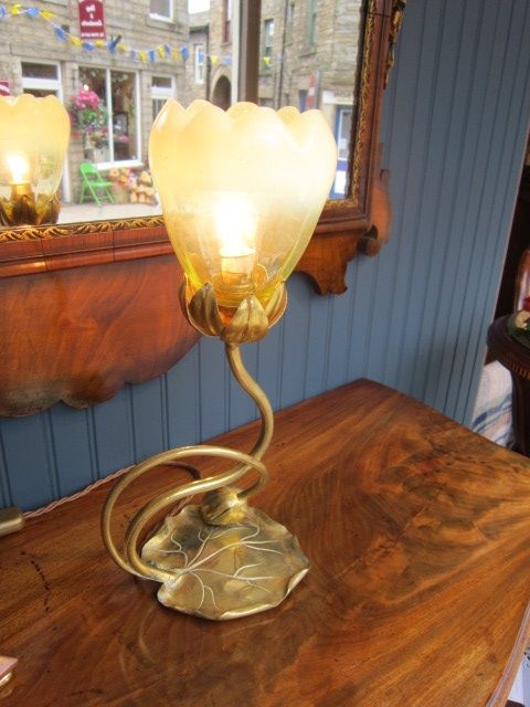 Decorative Art Nouveau Brass Table Lamp