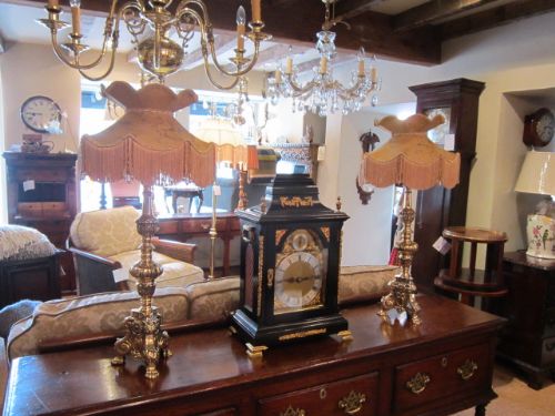 Superb Pair of Victorian Brass Lamps & Shades