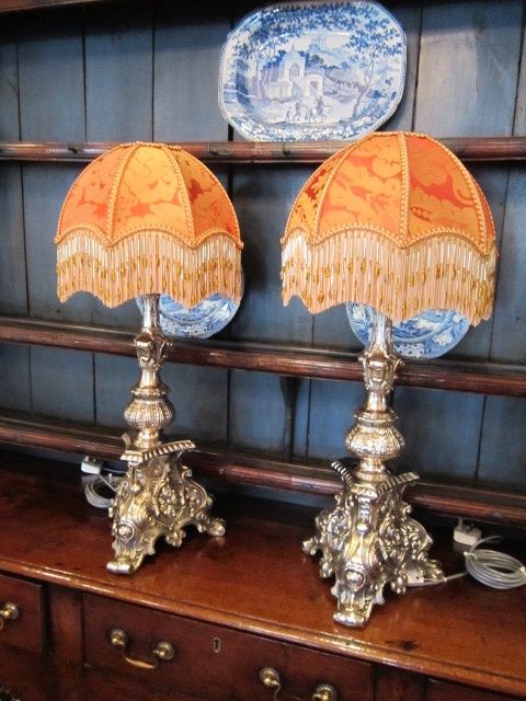 Superb Pair of Edwardian Nickel Plated Table Lamps