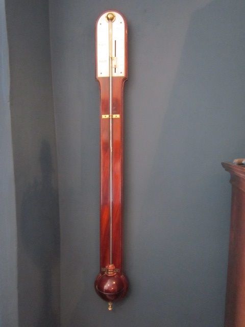 Fine Regency Flame Mahogany London Stick Barometer