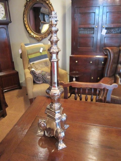 Edwardian Polished Pewter Table Lamp