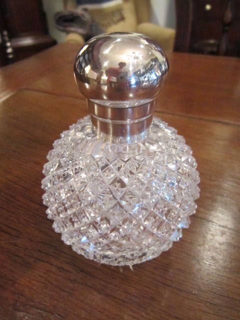 Edwardian Crystal Cut Silver Scent Bottle