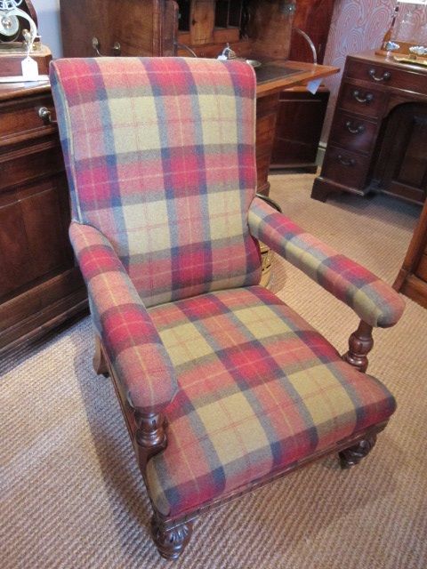 Early Victorian Walnut Framed Easy Armchair