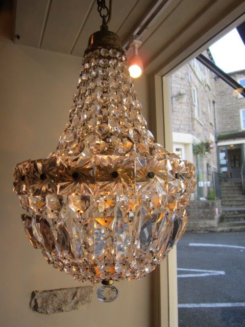 Impressive 1920'S Cut Glass Hanging Chandelier