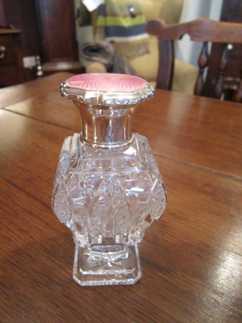 Art Deco Silver & Enamel Topped Scent Bottle