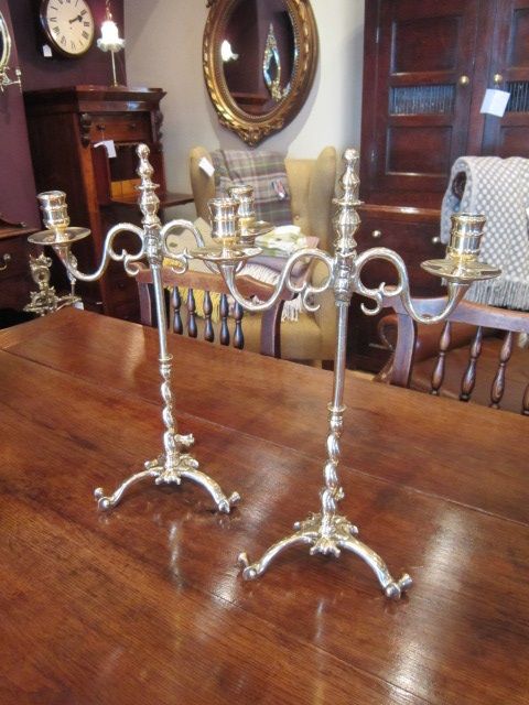 Pair of Early Victorian Rise & Fall Candleabras