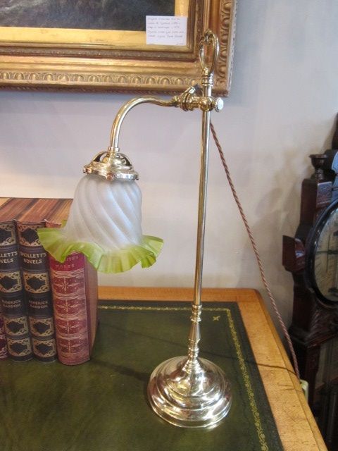 Edwardian Brass Rise & Fall Desk Lamp