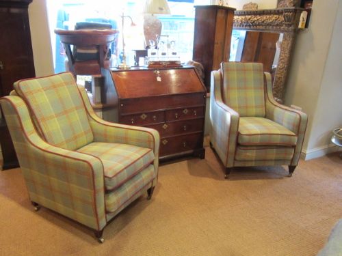 Top Quality Edwardian Upholstered 'His & Hers' Armchairs