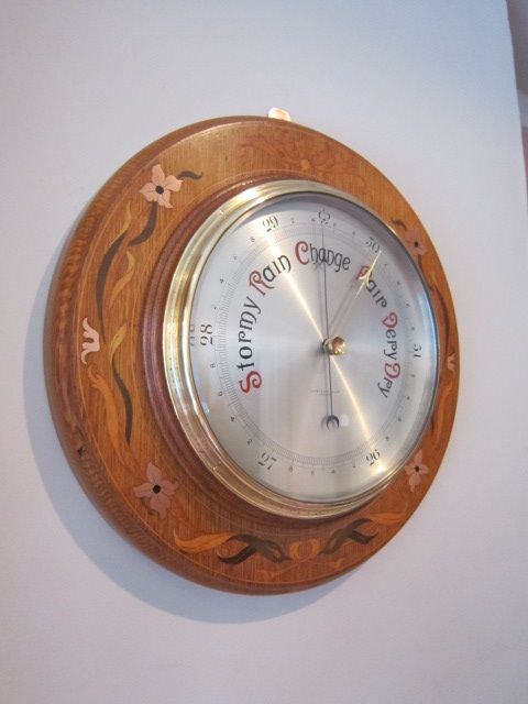Superb Arts & Crafts Inlaid London Barometer