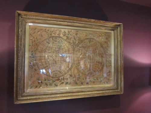 Rare George III Silk Embroidery Map of the World