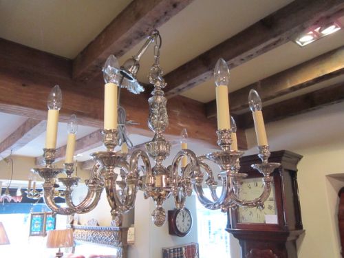 Superb Pair of Edwardian Nickel Plated Chandeliers