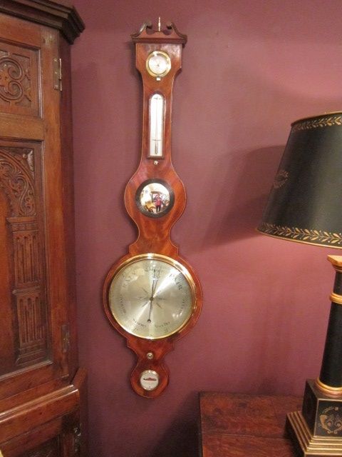 Fine George III Flame Mahogany Banjo Barometer
