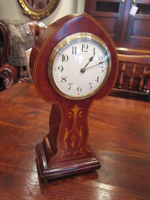 Art Nouveau Mahogany Inlaid Mantel Clock