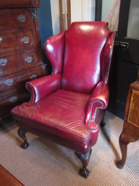 Superb Victorian Moroccan Red Leather Wing Armchair