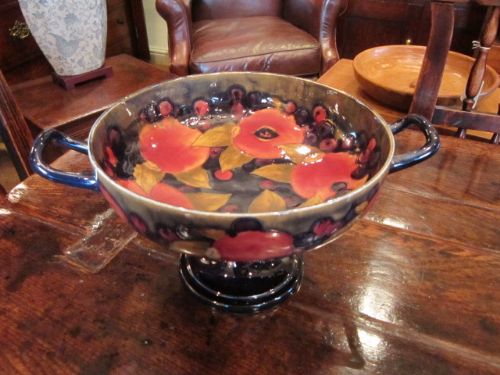 Superb Early Moorcroft Pomegranate Pedestal Bowl