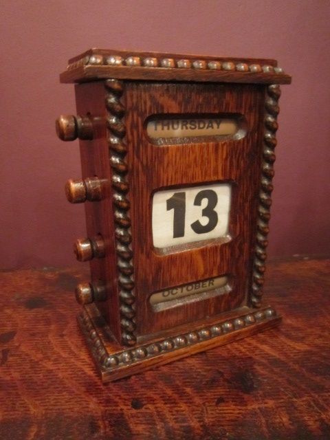 Small Edwardian Oak Perpetual Calendar