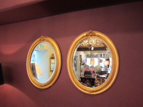 Fine Pair of Victorian Timber Gilt Oval Mirrors