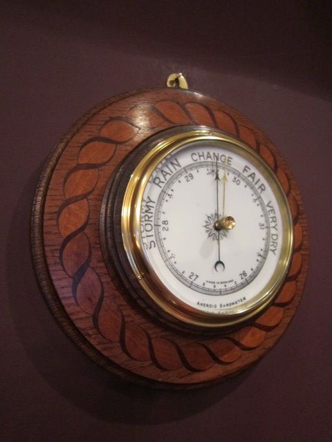Victorian Fruitwood Inlaid Aneroid Barometer
