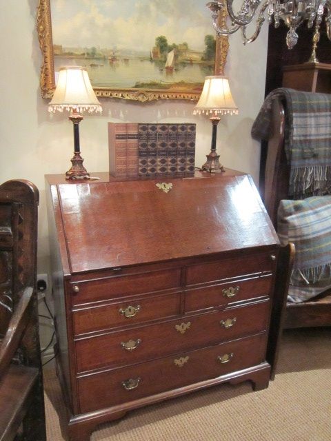 Original George II Oak Crossbanded Bureau
