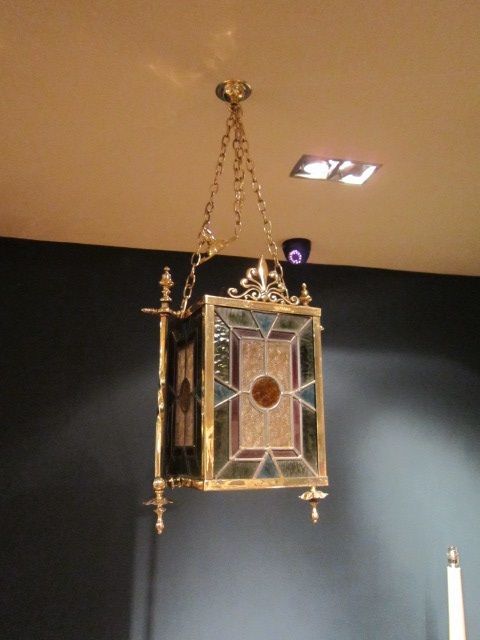 Superb Victorian Stained Glass Leaded Hall Lantern