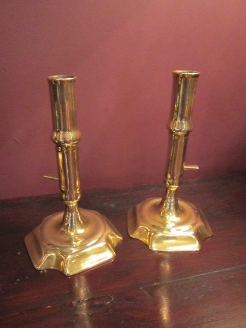 Pair of George II Seamed Brass Candlesticks