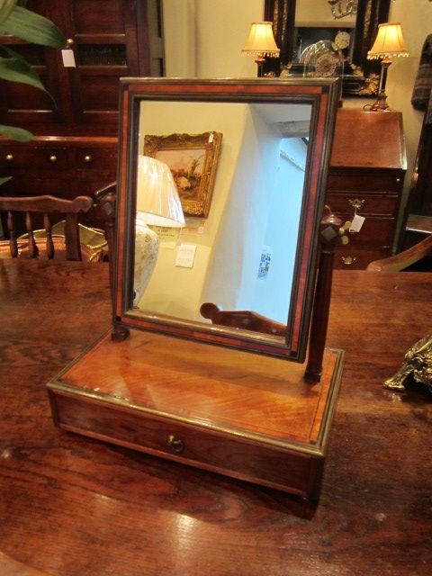 Small Regency Flame Mahogany Inlaid Toilet Mirror