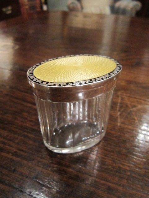 George V Silver & Enamel Topped Toilet Jar