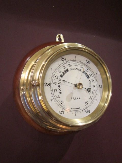 Edwardian Brass Bulkhead Hull 'Ships' Barometer
