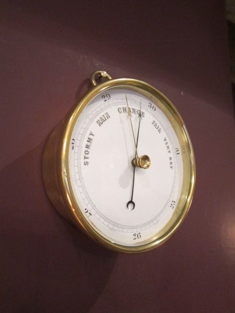 Victorian Brass Enamel Dial Marine Barometer