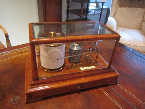 Superb Victorian Polished Oak Manchester Barograph