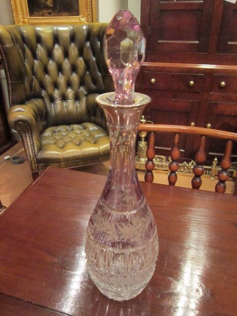 Early 20th Century Crystal Cut & Silver Decanter