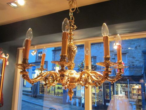 Impressive Edwardian Cast Bronze Chandelier
