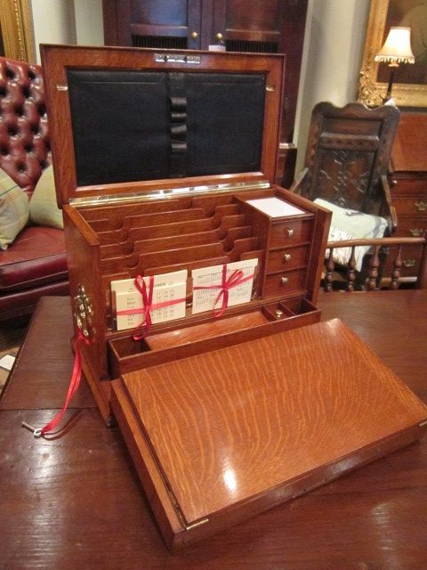 High Quality Victorian Polished Oak Stationery Box